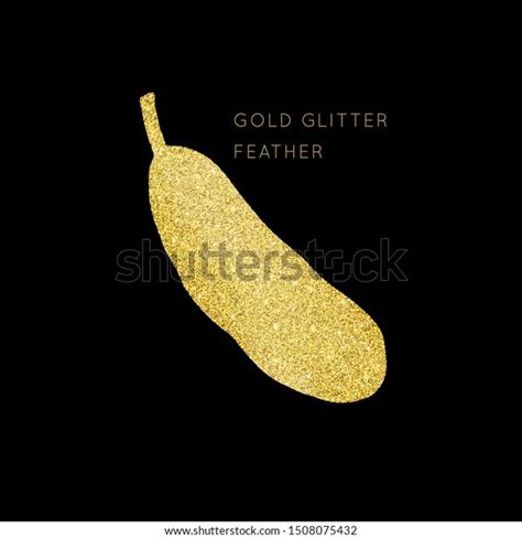 Shiny Glowing Gold Glitter Vector Feather Stock Vector Royalty Free