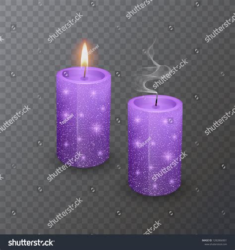 Realistic Candle Burning Purple Candle Extinct Stock Vector Royalty