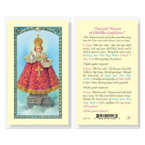 Infant Of Prague Laminated Prayer Holy Card