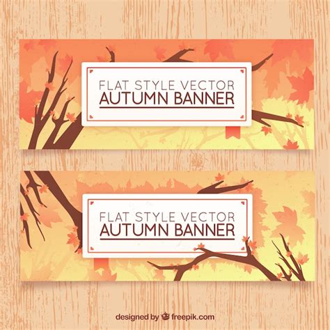 Free Vector Flat Autumn Banners With Deciduous Tree