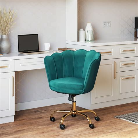 Belleze Kaylee Office Chair Upholstered Velvet Seashell Swivel Desk