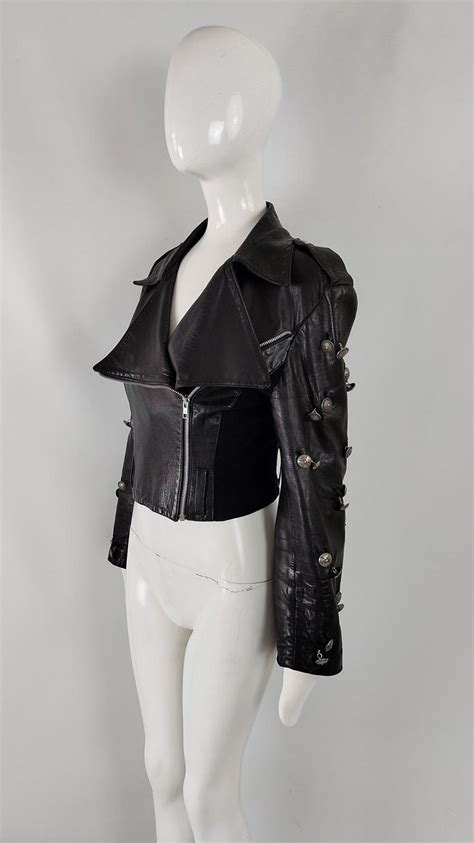 Helen Storey Vintage 80s Avant Garde Womens Real Leather Biker Jacket