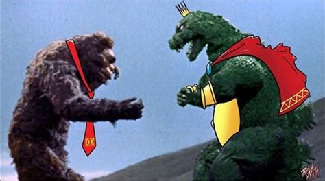 Monke , monke , king kong , godzilla , kaiju. King Kong vs Godzilla as Donkey Kong and King K Rool in ...