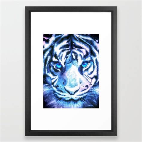 White Tiger Snow Tiger Tiger Face Space Tiger Framed Art Print By