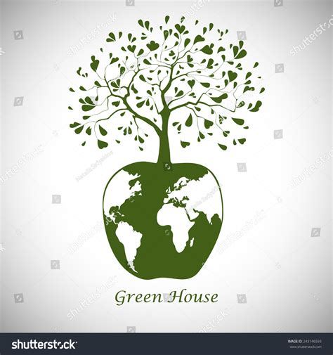 Earth Form Apple Tree Stencil Flat Stock Vector Royalty Free