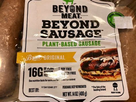 The sign above the freezer reads try the trend and the shelves are filled with plant. Beyond Meat: Beyond Sausage Original - Vegan Cheese Tasting