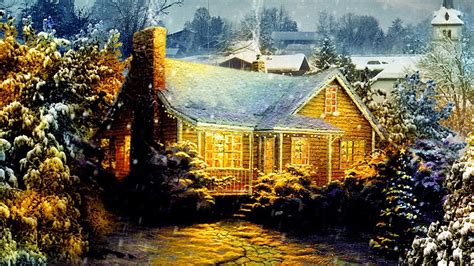 Country Christmas Cottage Wallpaper Itakbloggt