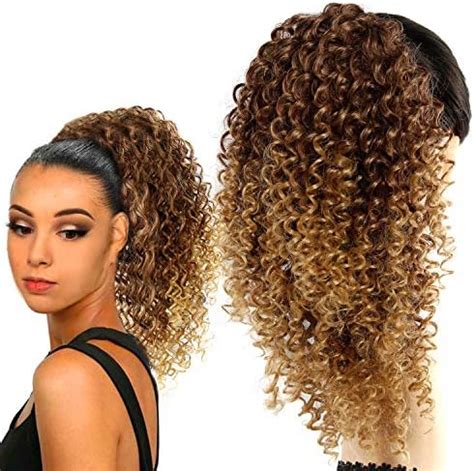 Amazon Com YXCHERISHAIR Afro Kinky Curly Ponytail Extensions For Black Women Curly Drawstring