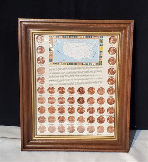 Lot 65 Framed Lincoln Pennies By State Puget Sound Estate