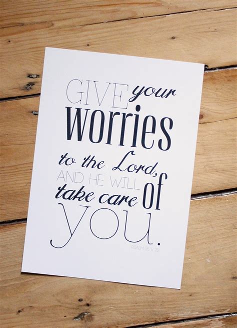Give Your Worries To The Lord Psalm Bible Verse Print Poster