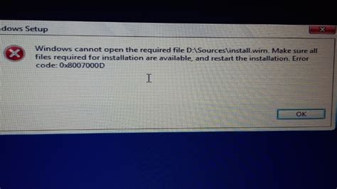 Windows Cannot Open The Required File Dsourcesinstallwim