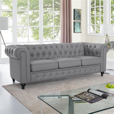 Emery Chesterfield Sofa With Rolled Arms Tufted Cushions By Naomi Home