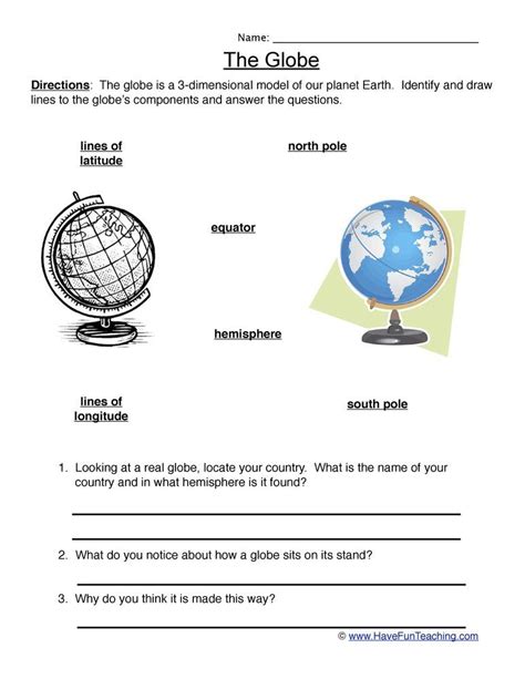 Globes Worksheet Have Fun Teaching Have Fun Teaching Worksheets