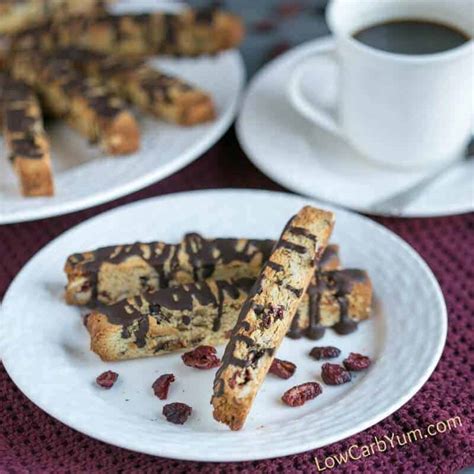 A basic almond biscotti and a chocolate chip biscotti. Cranberry Almond Biscotti Cookies - Gluten Free | Low Carb Yum