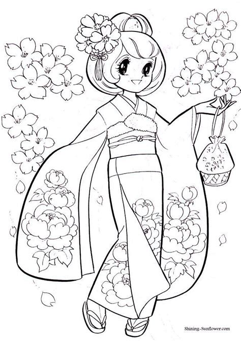 Japanese Girl Coloring Pages At Free Printable
