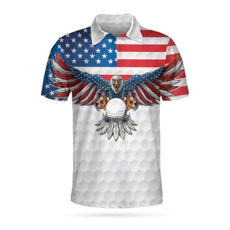 Golf American Flag Eagle Wings Polo Shirt Pixeltee