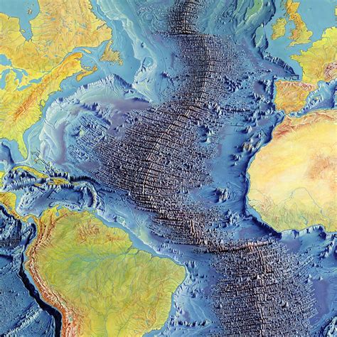 World Ocean Floor Map Vintage World Map Fine Art Print Etsy
