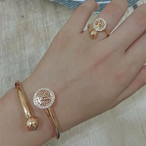 Gold Bracelet And Ring Set