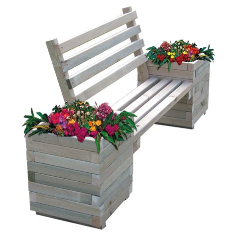 Bac à fleur en bois de palette. Doublet : banc public en bois avec 2 jardinières de fleurs ...