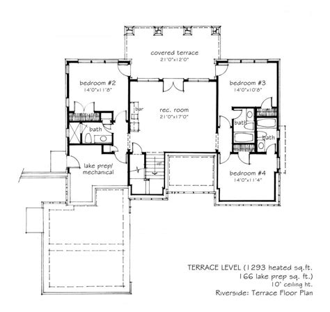 This house has a cool terrace, its featured item, and no furniture so it is perfect for any aspiring interior designers. Riverside in 2020 | Basement house plans, Lake house plans, Cabin floor plans