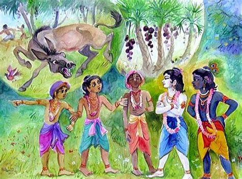 Cowherd Boys Telling Krishna And Balrama About Talvana Radha Krishna