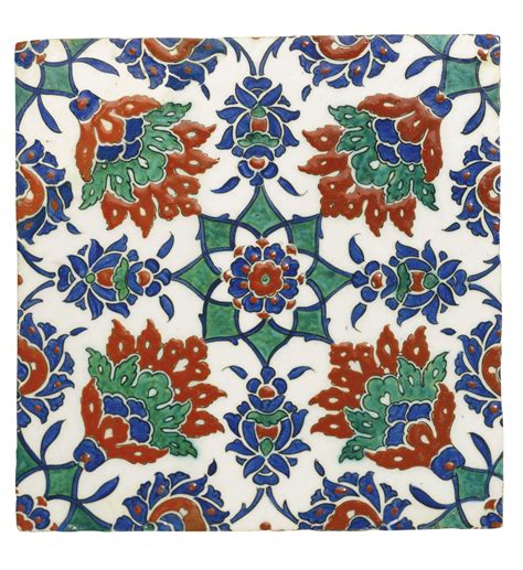 An Iznik Polychrome Pottery Tile Turkey Circa 1590 Lot Islamic