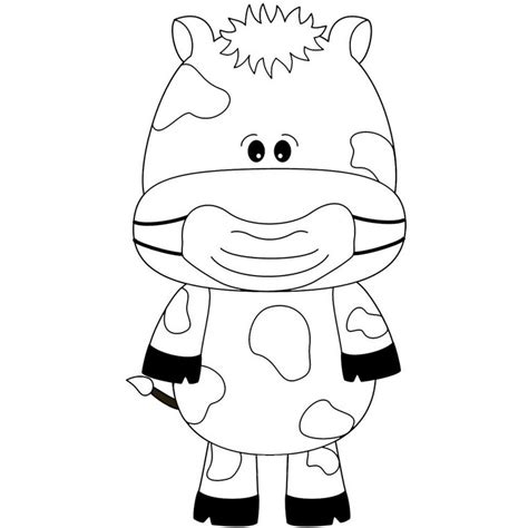 Crazy Cow With A Face Mask Coloring Page Coloring Buddy
