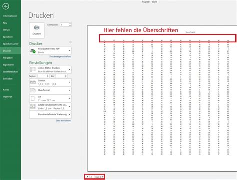 Im screenshot oben haben wir also die spalte 4 ermittelt und werden diese jetzt. Excel-Tabellen perfekt auf einer Seite ausdrucken mit Kopf ...