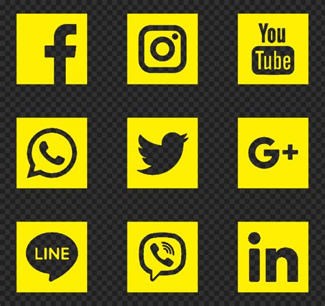 Social Media Yellow Square Icons Transparent Png Citypng