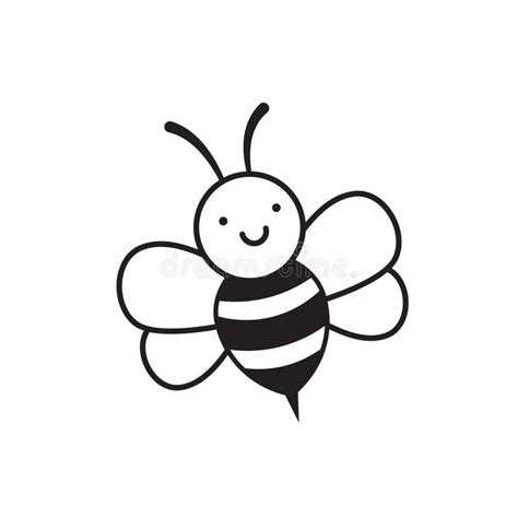 Cute Cartoon Bee Icon On White Background Stock Vector Illustration