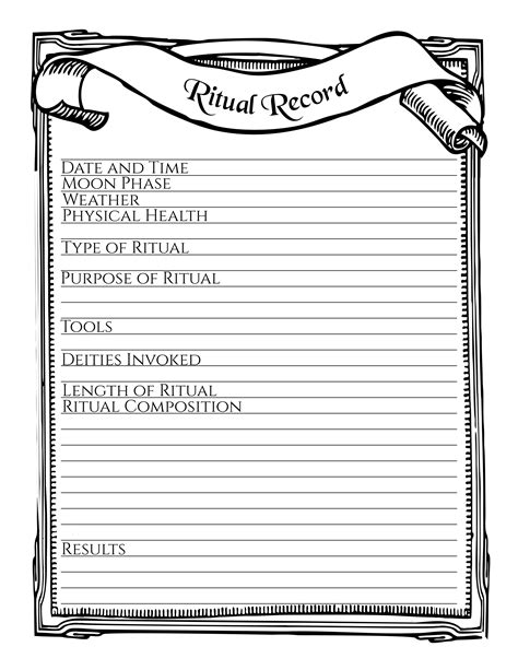 ritual record printable stationary page book of shadows free download book of shadows book of
