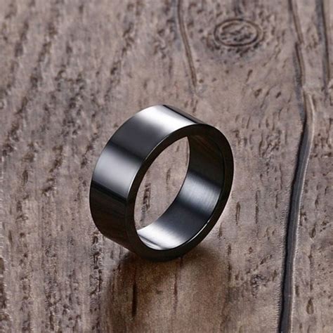 Titanium Black Ring For Couples Simple And Cool Polish Surface