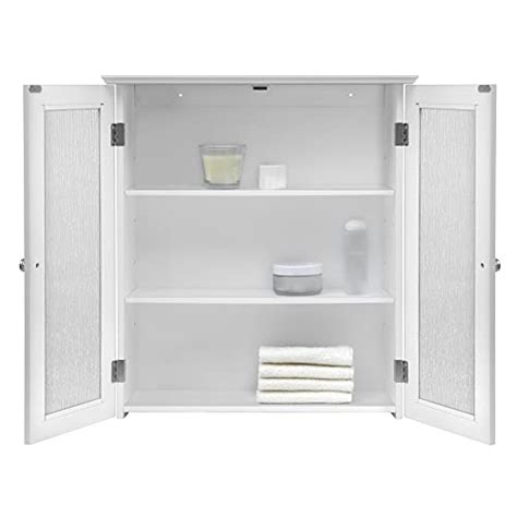 elegant home fashions connor wall cabinet with 2 glass doors 8x22 25x25 white pricepulse