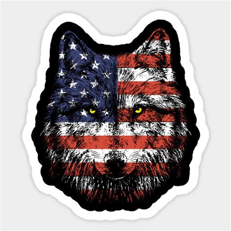 Wolf American Flag Usa Wolves Apparel Wolf Sticker Teepublic