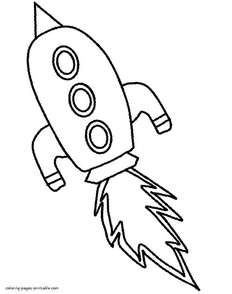 Preschool colouring pages. Space rocket || COLORING-PAGES-PRINTABLE.COM
