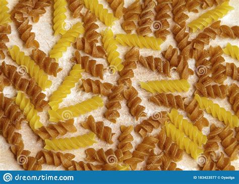 Spiral Shaped Pasta On A Board Stock Image Image Of Flour Nutrition
