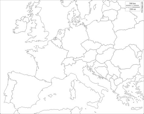 A Black And White Map Of Europe With The Names Of Cities Towns And