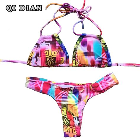 Qi Dian Sexy Digital Print Bikini 2017 Bathing Suit Swimwear Women Brazilian Bikini Set Swimsuit