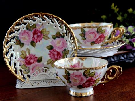 Matching Opalescent Teacups 2 Pearlized Tea Cups And Reticulated