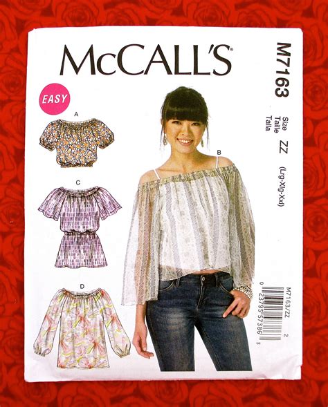 Mccall S Easy Sewing Pattern M Peasant Blouse Loose Etsy
