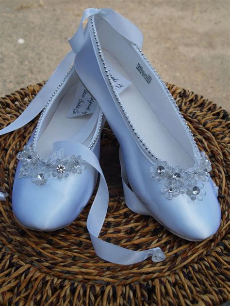 Size 8 Ballet Style Slipper White Satin Hand Sewn Silver Pearls Edging Lace Up Stylesilver And