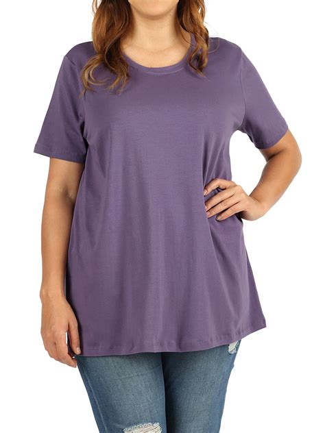 Zenana Women And Plus Cotton Crew Neck Short Sleeve Relaxed Fit Basic