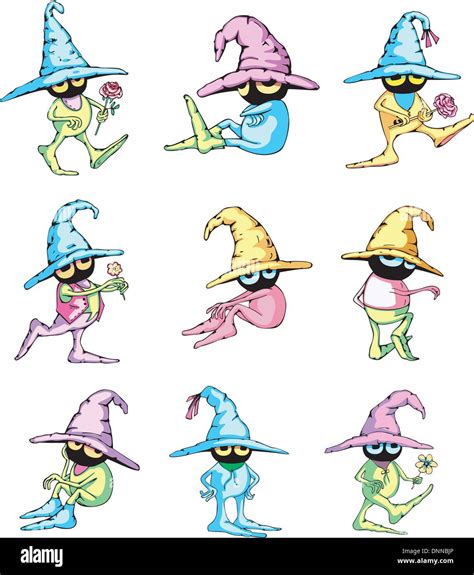 Cartoon Gardener Dwarf Characters Set Of Color Vector Illustrations