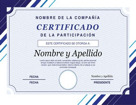A Certificate With Blue And White Stripes On It