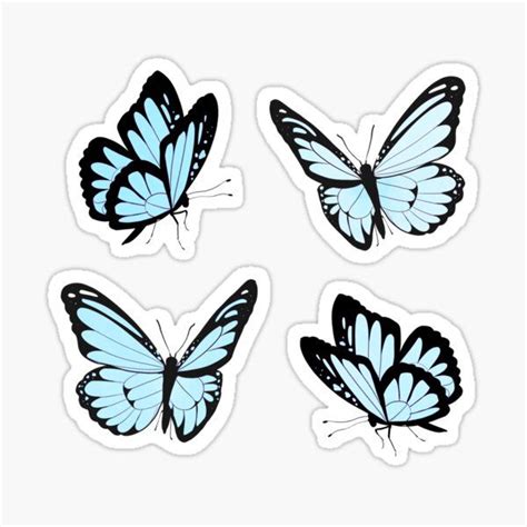Aesthetic Baby Blue Pastel Butterflies Sticker By Acatalepsys