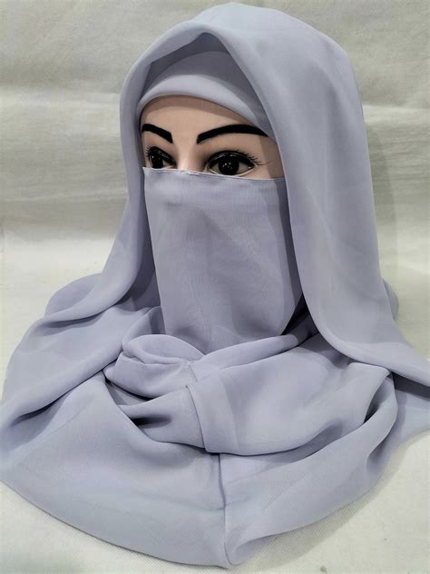 Plain Niqab Ready To Wear Dirty Blue Suzain Hijabs
