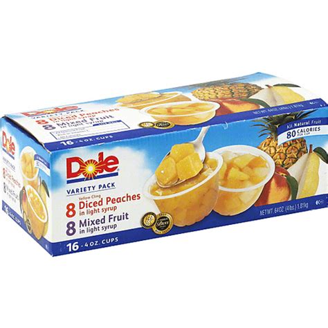 Dole Variety Pack 8 Diced Peaches 8 Mixed Fruit Cups 16 Ct Shop