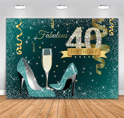 Buy Sensfun 7x5ft Teal Gold Glitter Happy 40th Birthday Backdrop