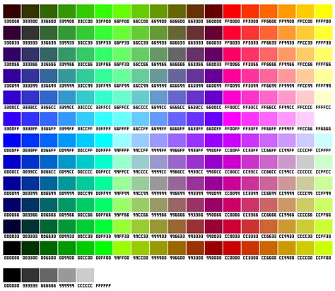 216 Kode Warna Css Hexadecimal Colour Chart Dgenera