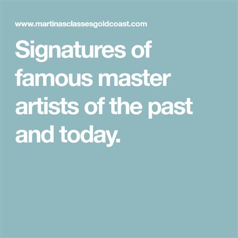 Signatures Of Famous Master Artists Of The Past And Today Artist